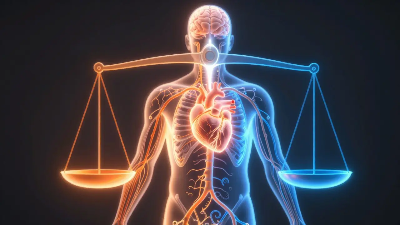 Abstract illustration of balanced nervous system energy flows